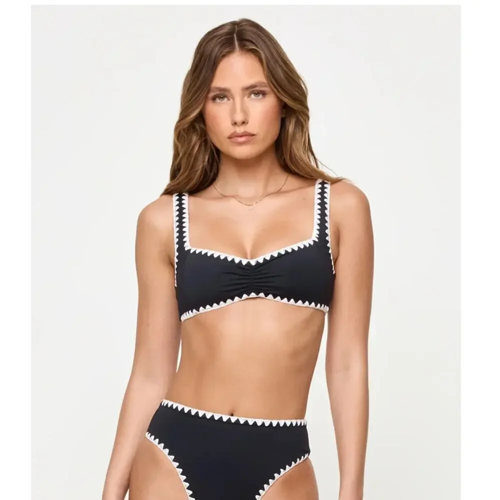 LSPACE Effie Shirred Swim Top Size DD